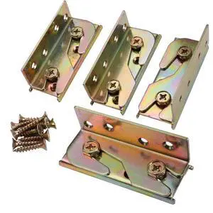 Bed Rail Brackets - Wooden Bed Frame Hardware - Heavy Duty Non-Mortise Bed Rail Fittings - Set of 4 (Screws Included) Bed Rail Brackets - Wooden Bed Frame Hardware - Heavy Duty Non-Mortise Bed Rail Fittings - Set of 4 (Screws Included)