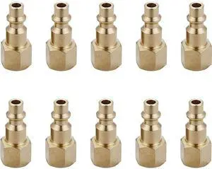 Air Hose Fittings Quick Connect 1/4 Inch NPT | Brass Female Air Coupler Plug, 10 Piece, Industrial Type D, Air Compressor Fittings Air Hose Fittings Quick Connect 1/4 Inch NPT | Brass Female Air Coupler Plug, 10 Piece, Industrial Type D, Air Compressor Fittings