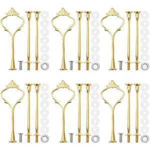 6 Sets 3 Tier Cake Stand Hardware Tiered Tray Plate Hardware Kit Heavy Metal Cake Fruit Food Plate Stand Fitting Stacking Kit for Serving Dessert Cupcake Dish Food (Simple,Gold) | Cake Stand Hardware 6 Sets 3 Tier Cake Stand Hardware Tiered Tray Plate Hardware Kit Heavy Metal Cake Fruit Food Plate Stand Fitting Stacking Kit for Serving Dessert Cupcake Dish Food (Simple,Gold) | Cake Stand Hardware