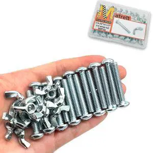 30Pack 1/4"-20 x1-1/2 Screw Bolts and Wing Nut Kit 15pcs Machine Screws with Round Head Phillips 15pcs Butterfly Hand Twist Tighten Nut Zinc Plated Hardware Fitting Fastenings Assortment Kit 30Pack 1/4"-20 x1-1/2 Screw Bolts and Wing Nut Kit 15pcs Machine Screws with Round Head Phillips 15pcs Butterfly Hand Twist Tighten Nut Zinc Plated Hardware Fitting Fastenings Assortment Kit