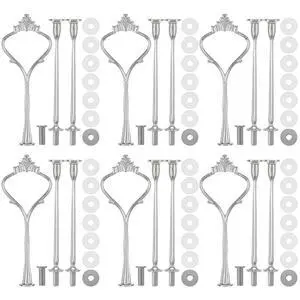 6 Sets 3 Tiered Tray Hardware Kit,Simple,Silver | Cake Stand Hardware, Stacking Cupcake Stand Fittings, Fruit Cake Plate Handle Fitting Rod for Dessert Serving Decoration 6 Sets 3 Tiered Tray Hardware Kit,Simple,Silver | Cake Stand Hardware, Stacking Cupcake Stand Fittings, Fruit Cake Plate Handle Fitting Rod for Dessert Serving Decoration