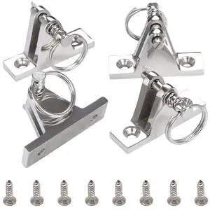 2 Pcs Bimini Top Hardware Deck Hinge with Pin and Ring, 316 Stainless Steel | With Free Installation Screws 2 Pcs Bimini Top Hardware Deck Hinge with Pin and Ring, 316 Stainless Steel | With Free Installation Screws