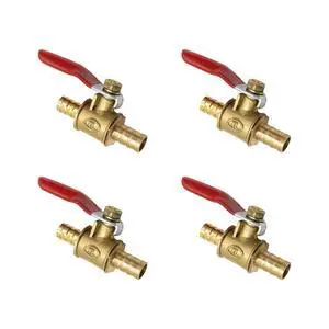 4-Pack 5/16 Inch Brass Ball Valve, 8mm Hose Barb for Water | shut off and flow control, air and water line use, barb hose fitting, inline plumbing hardware, gold finish brass body 4-Pack 5/16 Inch Brass Ball Valve, 8mm Hose Barb for Water | shut off and flow control, air and water line use, barb hose fitting, inline plumbing hardware, gold finish brass body