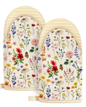Vintage Floral Mini Oven Mitts Set Beige Extended Short Heat Resistant Kitchen Gloves for Women, 100% Cotton Oven Mitts with Silicone Grips, Non-Slip and Thick Durable for Cooking & Baking Vintage Floral Mini Oven Mitts Set Beige Extended Short Heat Resistant Kitchen Gloves for Women, 100% Cotton Oven Mitts with Silicone Grips, Non-Slip and Thick Durable for Cooking & Baking