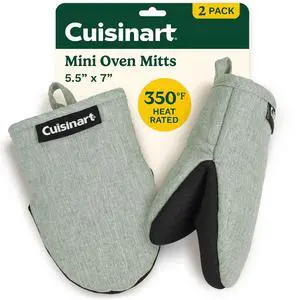 Cuisinart Mini Oven Mitts, 2-Pack, Neoprene Grip, Heat Resistant 350F | Cotton-lined, non-slip neoprene palm, ambidextrous design, ideal for smaller hands and everyday cooking Cuisinart Mini Oven Mitts, 2-Pack, Neoprene Grip, Heat Resistant 350F | Cotton-lined, non-slip neoprene palm, ambidextrous design, ideal for smaller hands and everyday cooking