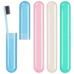 4 Pack Toothbrush Cases Travel Toothbrush Holder Portable Toothbrush Container Plastic Protector Cover Case for Traveling, Camping, Home, School, Business 4 Pack Toothbrush Cases Travel Toothbrush Holder Portable Toothbrush Container Plastic Protector Cover Case for Traveling, Camping, Home, School, Business