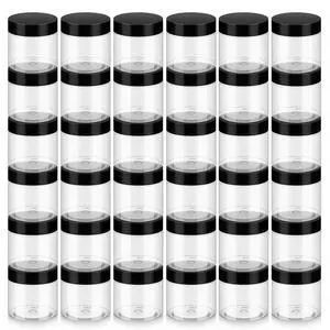 36 Pack 2 OZ Plastic Jars with Lids, BPA Free, Reusable, Refillable Transparent Cosmetic Containers for Bath Salts, Cosmetics, Powders, Beauty Product and Small Accessories 36 Pack 2 OZ Plastic Jars with Lids, BPA Free, Reusable, Refillable Transparent Cosmetic Containers for Bath Salts, Cosmetics, Powders, Beauty Product and Small Accessories
