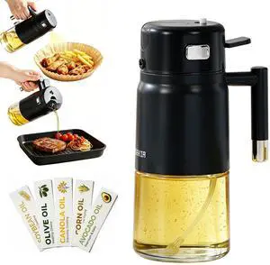 23.7oz Glass Olive Oil Sprayer for Cooking, 2 in 1 Spray & Pour Bottle Fine Mist Oil Mister, Leakproof Design for Air Fryer, Kitchen, Salad & BBQ 23.7oz Glass Olive Oil Sprayer for Cooking, 2 in 1 Spray & Pour Bottle Fine Mist Oil Mister, Leakproof Design for Air Fryer, Kitchen, Salad & BBQ