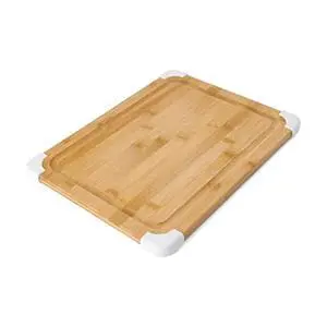 Nonslip Bamboo Cutting Board with Juice Groove, 11x14 Inch, White Nonslip Bamboo Cutting Board with Juice Groove, 11x14 Inch, White