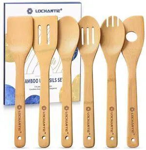 Wooden Spoons for Cooking Bamboo Utensils Set (6 Pieces) - Essential Tools Wooden Spoons & Spatula for Everyday Stirring, Mixing, Flipping & Serving, Gentle on Nonstick Cookware Wooden Spoons for Cooking Bamboo Utensils Set (6 Pieces) - Essential Tools Wooden Spoons & Spatula for Everyday Stirring, Mixing, Flipping & Serving, Gentle on Nonstick Cookware
