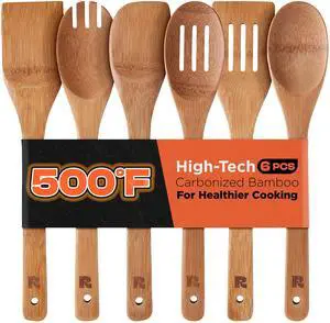 Dark Bamboo Wooden Spoons for Cooking 6-Piece, Apartment Essentials Wood Spatula Spoon Nonstick Kitchen Utensil Set Premium Quality Housewarming Gifts for Everyday Use Dark Bamboo Wooden Spoons for Cooking 6-Piece, Apartment Essentials Wood Spatula Spoon Nonstick Kitchen Utensil Set Premium Quality Housewarming Gifts for Everyday Use