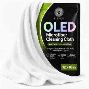 Premium OLED & QD-OLED Microfiber Cleaning Cloth, 12 x 16 in | Give your OLED its own cloth. Coating-safe 12 x 16 in for OLED, WOLED & QD-OLED TVs and monitors, pouch included Premium OLED & QD-OLED Microfiber Cleaning Cloth, 12 x 16 in | Give your OLED its own cloth. Coating-safe 12 x 16 in for OLED, WOLED & QD-OLED TVs and monitors, pouch included