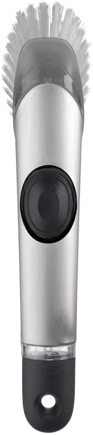 Steel Soap Dispensing Dish Brush, Dish Brush with Handle for Pans, Sink | Built-In Soap Dispenser, Scrubs Pots And Pans, Soft Grip Handle, Refillable, Ideal For Everyday Kitchen Cleaning Steel Soap Dispensing Dish Brush, Dish Brush with Handle for Pans, Sink | Built-In Soap Dispenser, Scrubs Pots And Pans, Soft Grip Handle, Refillable, Ideal For Everyday Kitchen Cleaning