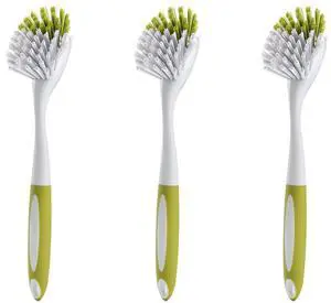 Dish Brush with Handle, Stiff Bristles Dish Scrubber for Pots, Pans & Sink Cleaning, 3 Pack Dish Brush with Handle, Stiff Bristles Dish Scrubber for Pots, Pans & Sink Cleaning, 3 Pack