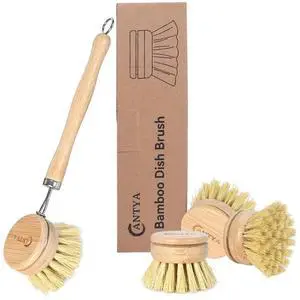 Bamboo Dish Brush with Handle - Soft Bristle Plastic Free Potato Scrubber Brush Compostable & Sustainable Produce Brush for Dishes Pots and Pans Bamboo Dish Brush with Handle - Soft Bristle Plastic Free Potato Scrubber Brush Compostable & Sustainable Produce Brush for Dishes Pots and Pans