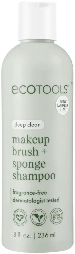 Makeup Brush Cleanser + Sponge Shampoo, Fragrance-Free, 8 Fl Oz | Cleaner brushes and sponges, makeup brush soap for daily washing, beauty brush cleaner, plant based, sulfate free Makeup Brush Cleanser + Sponge Shampoo, Fragrance-Free, 8 Fl Oz | Cleaner brushes and sponges, makeup brush soap for daily washing, beauty brush cleaner, plant based, sulfate free