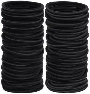 100pcs Womens Elastics Hair Tie, 4MM Black Ponytail Holders Hair Bands, 2 Inch in Diameter Elastic Band for Medium to Thick Hair (4mm Black) 100pcs Womens Elastics Hair Tie, 4MM Black Ponytail Holders Hair Bands, 2 Inch in Diameter Elastic Band for Medium to Thick Hair (4mm Black)