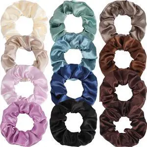 12 Pcs Satin Silk Scrunchies Soft Hair Ties for Women & Girls, Thick Elastic Ponytail Holders, Hair Bands & Wrist Bracelets, Assorted Colors Scrunchies Hair Ties Silk Satin Scrunchy Hair Accessories 12 Pcs Satin Silk Scrunchies Soft Hair Ties for Women & Girls, Thick Elastic Ponytail Holders, Hair Bands & Wrist Bracelets, Assorted Colors Scrunchies Hair Ties Silk Satin Scrunchy Hair Accessories