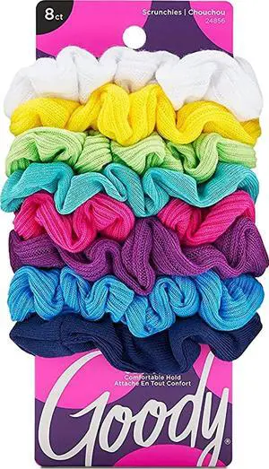 Ouchless Jersey Scrunchies - 8 Ct, Assorted Neon Rainbow Tones, Damage-Free, Dentless & Secure Hold Hair Ties, Gentle Hair Accessories for Women & Men, All Day Comfort, All Hair Types Ouchless Jersey Scrunchies - 8 Ct, Assorted Neon Rainbow Tones, Damage-Free, Dentless & Secure Hold Hair Ties, Gentle Hair Accessories for Women & Men, All Day Comfort, All Hair Types