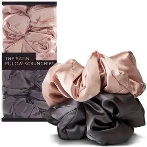Pillow Satin Scrunchies for Women -Blush/Charcoal, 2pcs | Wake Up Frizz-Free, No Crease Large Hair Ties, Softer Than Silk Scrunchies, Stylish Hair Accessories For All Hair Types Pillow Satin Scrunchies for Women -Blush/Charcoal, 2pcs | Wake Up Frizz-Free, No Crease Large Hair Ties, Softer Than Silk Scrunchies, Stylish Hair Accessories For All Hair Types