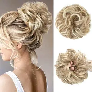 Large Messy Bun Hair Piece Wavy Curly Scrunchies Synthetic Chignon Ponytail Hair Extensions Thick Updo Hairpieces for Women Dirty Blonde Large Messy Bun Hair Piece Wavy Curly Scrunchies Synthetic Chignon Ponytail Hair Extensions Thick Updo Hairpieces for Women Dirty Blonde