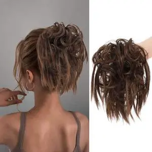 Messy Bun Hair Piece,Synthetic Tousled updo Short Ponytail Faux Hair Scrunchie with Elastic Rubber Band Fake Hair Bun for Women (Chestnut Brown) Messy Bun Hair Piece,Synthetic Tousled updo Short Ponytail Faux Hair Scrunchie with Elastic Rubber Band Fake Hair Bun for Women (Chestnut Brown)