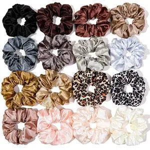 16 Scrunchies for Women - Satin Hair Ties and Bands, Big Ponytail Holders for Thick, Curly Hair, Cute No-Crease Pony Tails, No Damage 16 Scrunchies for Women - Satin Hair Ties and Bands, Big Ponytail Holders for Thick, Curly Hair, Cute No-Crease Pony Tails, No Damage