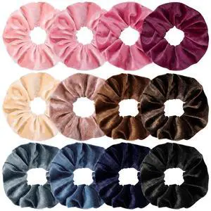 Brown Velvet Scrunchie for Thick Curly Hair, Soft Stretch Elastic | Soft velvet fabric, gentle hold, reduces pulling and creasing, comfy for sleep, workouts, and daily wear Brown Velvet Scrunchie for Thick Curly Hair, Soft Stretch Elastic | Soft velvet fabric, gentle hold, reduces pulling and creasing, comfy for sleep, workouts, and daily wear