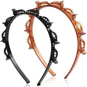 2 Pcs Braided Bangs Headband with Teeth, Professional Weaving Clip | Invisible Fringe Styling Tool for Women Girls, for Fine or Thick Hair 2 Pcs Braided Bangs Headband with Teeth, Professional Weaving Clip | Invisible Fringe Styling Tool for Women Girls, for Fine or Thick Hair