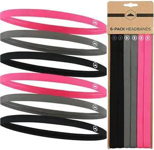 Thin Elastic Headbands, Sports Headbands for Women & Men - Mens Workout Headband - Running or Soccer Headband - 6-Pack Thin Elastic Headbands, Sports Headbands for Women & Men - Mens Workout Headband - Running or Soccer Headband - 6-Pack