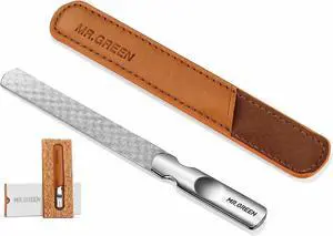Stainless Steel Nail File with Anti-Slip Handle and Leather Case, Double Sided and Files Nails Easily for Men and Woman Stainless Steel Nail File with Anti-Slip Handle and Leather Case, Double Sided and Files Nails Easily for Men and Woman
