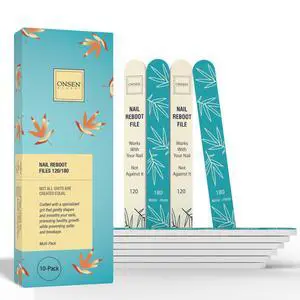 Secret Japanese Nail File - Professional 10-Pack Nail Files, Double Sided Natural & Acrylic Filers - 120/180 Grit - Disposable, Salon Smooth | Best Onsen File for Shiny Nails Secret Japanese Nail File - Professional 10-Pack Nail Files, Double Sided Natural & Acrylic Filers - 120/180 Grit - Disposable, Salon Smooth | Best Onsen File for Shiny Nails