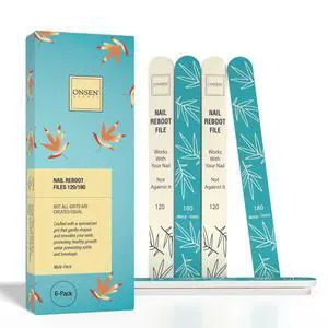 Secret Japanese Nail File - Professional 6-Pack Nail Files, Double Sided Natural & Acrylic Filers - 120/180 Grit - Disposable, Salon Smooth | Best Onsen File for Shiny Nails Secret Japanese Nail File - Professional 6-Pack Nail Files, Double Sided Natural & Acrylic Filers - 120/180 Grit - Disposable, Salon Smooth | Best Onsen File for Shiny Nails