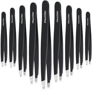 12 Pcs Eyebrow Tweezers Set for Facial Hair in Bulk | Slanted Tip Style, Stainless Steel, Black, 3.78 Inch Compact, for Men and Women, Daily Eyebrow Care, Daily or Travel 12 Pcs Eyebrow Tweezers Set for Facial Hair in Bulk | Slanted Tip Style, Stainless Steel, Black, 3.78 Inch Compact, for Men and Women, Daily Eyebrow Care, Daily or Travel