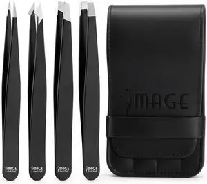 Tweezers for women facial 4 Piece Stainless Steel Precision Tweezers Kit with Leather Case for women & men Multi purpose as eyebrows facial hair ingrown hair removal Tweezers for women facial 4 Piece Stainless Steel Precision Tweezers Kit with Leather Case for women & men Multi purpose as eyebrows facial hair ingrown hair removal
