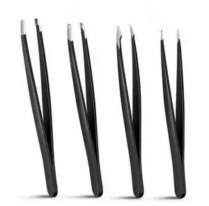 4Pcs Tweezers Set, for Facial Hair Eyebrows and Eyelashes | Professional Stainless Steel Tweezers, for Women and Men, Splinter and Ingrown Hair Removal, Black 4Pcs Tweezers Set, for Facial Hair Eyebrows and Eyelashes | Professional Stainless Steel Tweezers, for Women and Men, Splinter and Ingrown Hair Removal, Black