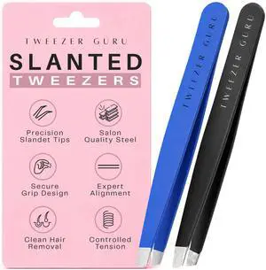2 piece - Slant Pointed Precision Tweezers for Eyebrows, Ingrown Hairs, Blackheads - Sharp Needle Nose for Plucking, Splinters 2 piece - Slant Pointed Precision Tweezers for Eyebrows, Ingrown Hairs, Blackheads - Sharp Needle Nose for Plucking, Splinters