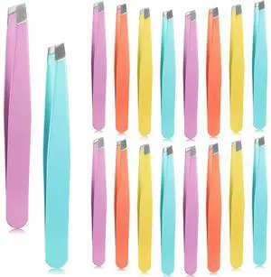 16 Pieces Slanted Eyebrow Tweezers Stainless Steel Tip Precision Tweezers Bulk for Women and Men Personal Care Ingrown Hair, Facial Hair and Lash Extension 16 Pieces Slanted Eyebrow Tweezers Stainless Steel Tip Precision Tweezers Bulk for Women and Men Personal Care Ingrown Hair, Facial Hair and Lash Extension