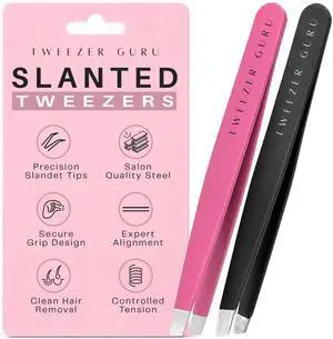 Tweezers for Women Facial Hair & Men Precision Slant-Pointed Eyebrow Tweezer for Ingrown Hair, Blackhead & Splinter Removal (Black+Pink) Tweezers for Women Facial Hair & Men Precision Slant-Pointed Eyebrow Tweezer for Ingrown Hair, Blackhead & Splinter Removal (Black+Pink)