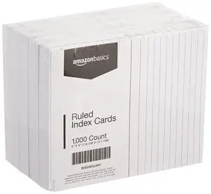 Ruled Lined Index Cards for Study, Notes and Recipes, White, 3" x 5", 1,000 Count (10 Pack of 100) Ruled Lined Index Cards for Study, Notes and Recipes, White, 3" x 5", 1,000 Count (10 Pack of 100)