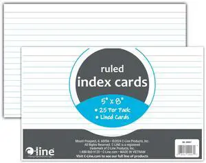 5 x 8 Index Cards, White, Ruled, 25/PK (49907) 5 x 8 Index Cards, White, Ruled, 25/PK (49907)