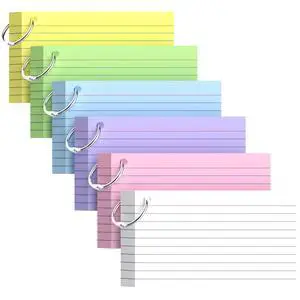 Colored Index Cards 3x5, 300 Pcs Index Cards with Ring 6 Colors Note Cards | 50 Sheets Each Pack, Heavy Bright Flash Cards with Rings, Colored Notecards 3x5 Lined for Office, Home, School Colored Index Cards 3x5, 300 Pcs Index Cards with Ring 6 Colors Note Cards | 50 Sheets Each Pack, Heavy Bright Flash Cards with Rings, Colored Notecards 3x5 Lined for Office, Home, School