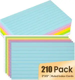 Index Cards 3x5, Ruled Flash Cards for Studying, Colored Note Cards Study Cards, 210 pcs Flashcards for Office and School Suplplies Index Cards 3x5, Ruled Flash Cards for Studying, Colored Note Cards Study Cards, 210 pcs Flashcards for Office and School Suplplies