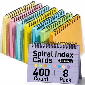 400PCS Spiral Index Cards 4x6, Flash Cards for Studying, Colored | Ruled, Waterproof Covers, 8 Colors, for College Office Home Supplies, Note-Taking, Back to School Supplies 400PCS Spiral Index Cards 4x6, Flash Cards for Studying, Colored | Ruled, Waterproof Covers, 8 Colors, for College Office Home Supplies, Note-Taking, Back to School Supplies