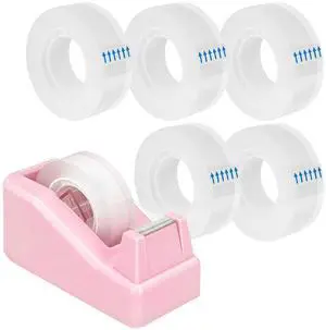 Lightweight Desktop Tape Dispenser, 6 Rolls Tape, 1-Inch Core | Transparent Tape Holder with Stable Non-Skid Base, 0.71 in x 1000 in Each Roll, for Office, Home & School Use Lightweight Desktop Tape Dispenser, 6 Rolls Tape, 1-Inch Core | Transparent Tape Holder with Stable Non-Skid Base, 0.71 in x 1000 in Each Roll, for Office, Home & School Use