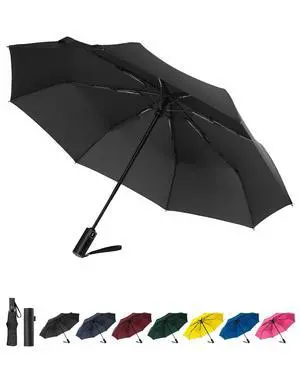 Compact Travel Umbrella, Windproof Auto Open & Close, Lightweight Design | Auto open/close folding umbrella, compact & lightweight with 8-rib windproof frame and waterproof canopy for purse & backpack Compact Travel Umbrella, Windproof Auto Open & Close, Lightweight Design | Auto open/close folding umbrella, compact & lightweight with 8-rib windproof frame and waterproof canopy for purse & backpack