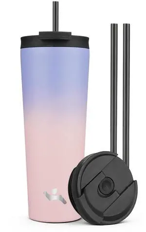 26 oz Insulated Tumbler Water Bottle with Straw Lid, Pastel Sunset | Stainless steel insulated tumbler for coffee, water and iced drinks; spill-proof lid, 2 straws, cup-holder friendly 26 oz Insulated Tumbler Water Bottle with Straw Lid, Pastel Sunset | Stainless steel insulated tumbler for coffee, water and iced drinks; spill-proof lid, 2 straws, cup-holder friendly