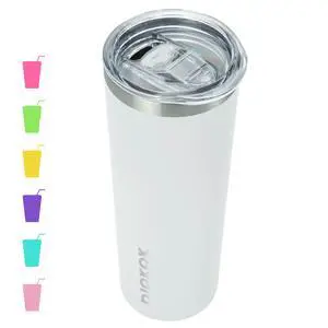 20 oz Skinny Tumbler with Lid, Stainless Steel Insulated Coffee Cup | Double Wall Vacuum, Keeps Hot/Cold, Thermal Cup, Non-Sweat, Slim Body Fits Car Holder, Straw Included, White 20 oz Skinny Tumbler with Lid, Stainless Steel Insulated Coffee Cup | Double Wall Vacuum, Keeps Hot/Cold, Thermal Cup, Non-Sweat, Slim Body Fits Car Holder, Straw Included, White