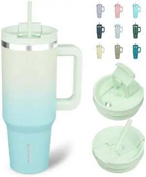 40 oz Insulated Tumbler with Handle & Straw, Stainless Steel | Double Wall Vacuum Insulation, Leak Proof, BPA Free, Dishwasher Safe, Cupholder Friendly, Travel & Outdoor, Mint 40 oz Insulated Tumbler with Handle & Straw, Stainless Steel | Double Wall Vacuum Insulation, Leak Proof, BPA Free, Dishwasher Safe, Cupholder Friendly, Travel & Outdoor, Mint