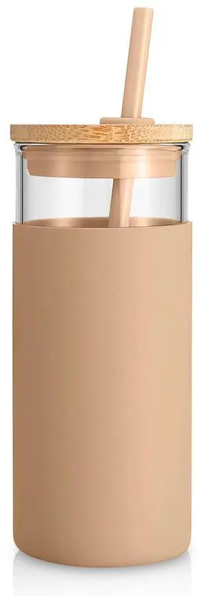 20 oz Glass Tumbler with Lids and Straws, Reusable Iced Coffee Cups | Borosilicate Glass Cups with Bamboo Lid, Silicone Sleeve, Dishwasher Safe, Cup Holder Friendly, BPA-Free, Iced Coffee Tumbler 20 oz Glass Tumbler with Lids and Straws, Reusable Iced Coffee Cups | Borosilicate Glass Cups with Bamboo Lid, Silicone Sleeve, Dishwasher Safe, Cup Holder Friendly, BPA-Free, Iced Coffee Tumbler